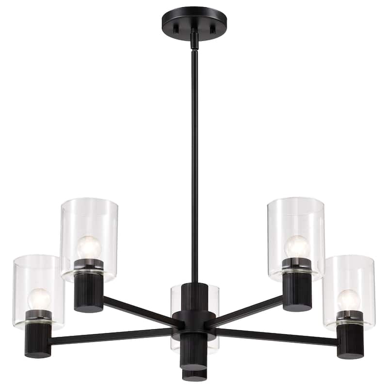 Clarksville 28 Inch 5 Light Chandelier Matte Black with Clear Glass