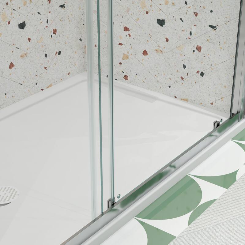 Framed Single Sliding Shower Door with 1/4" Tempered Glass