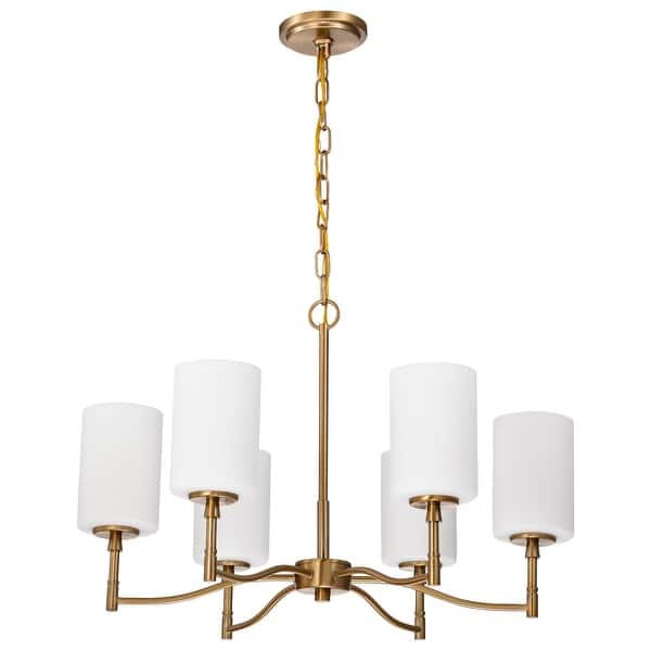 slide 2 of 16, Liam 6 Light Chandelier Burnished Brass White Opal Glass - Burnished Brass Burnished Brass