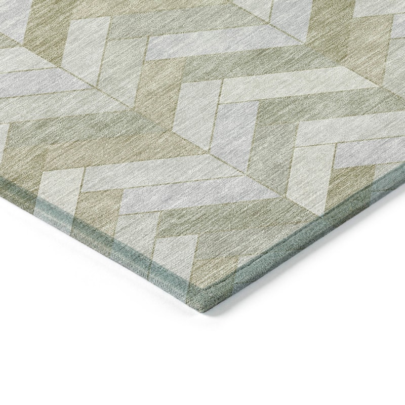 Machine Washable Indoor/ Outdoor Modern Chevron Chantille Rug