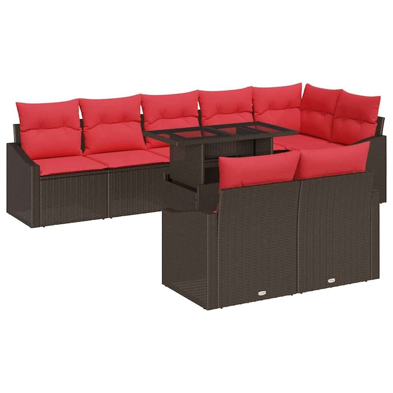 vidaXL 9 Piece Garden Sofa Set with Cushions - 113.6×48.6×27.2