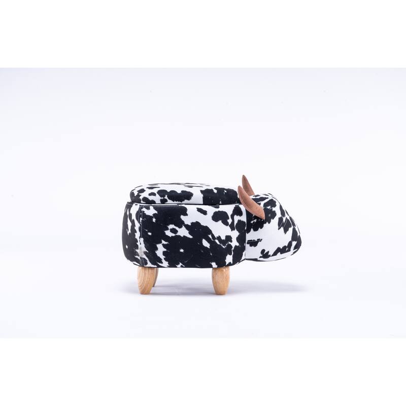 Animal Cow Storage Upholstered Kids Ottoman