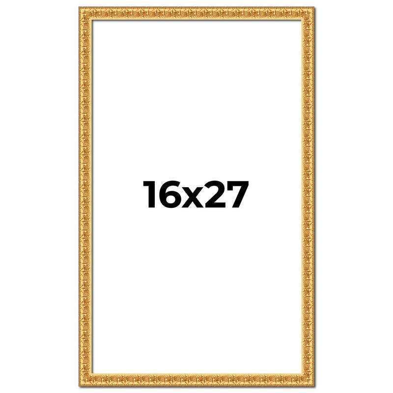16x27 Frame Gold Real Wood Picture Frame Width 1 inches | Interior