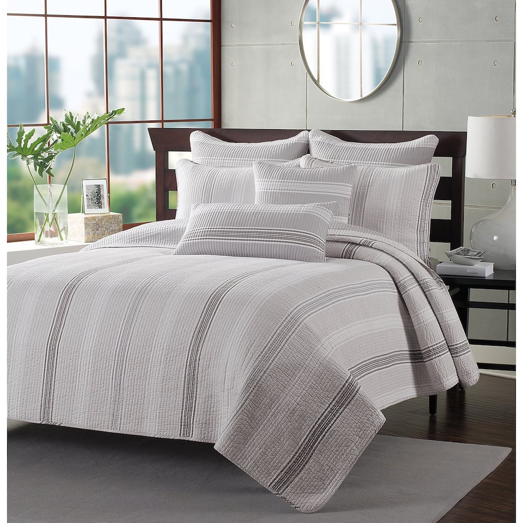 DESIGN STUDIO Sanibel Island Stripe Cotton 3-Piece Quilt Set