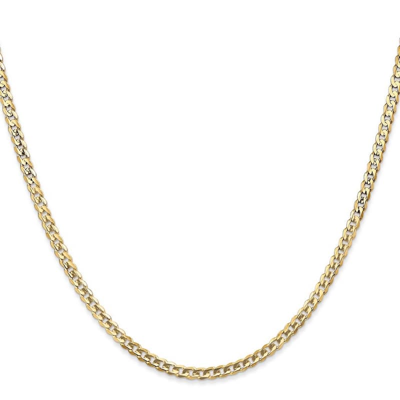 Curata 14k Yellow Gold 3mm Open Concave Curb Chain Bracelet Options: 7" 8"
