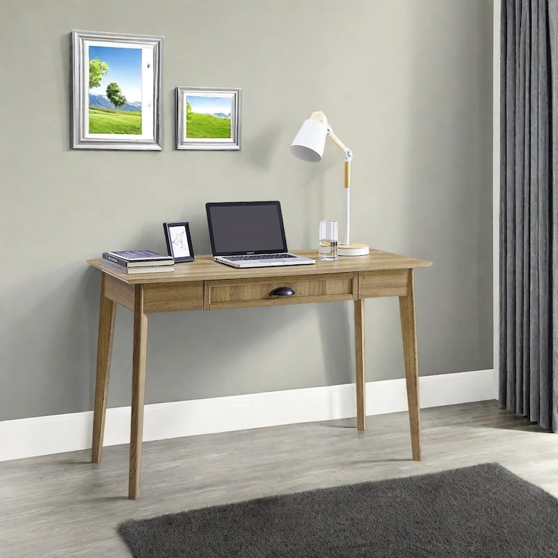Caffoz Home Office Modern Writing Desk with Drawer and USB Hub - Golden Oak
