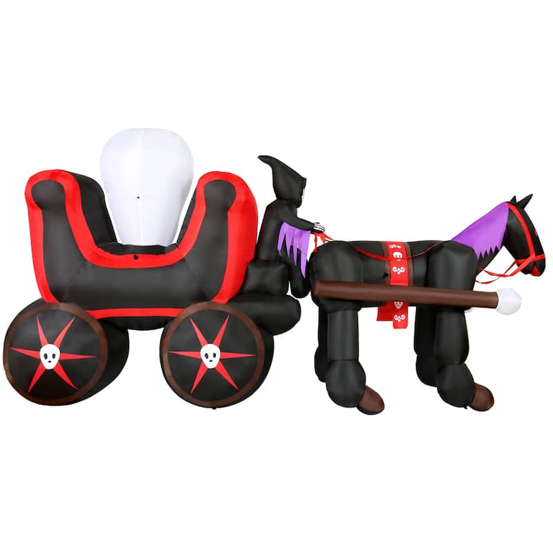 Haunted Hill Farm 6-Ft.Tall Pre-Lit Inflatable Skull Carriage