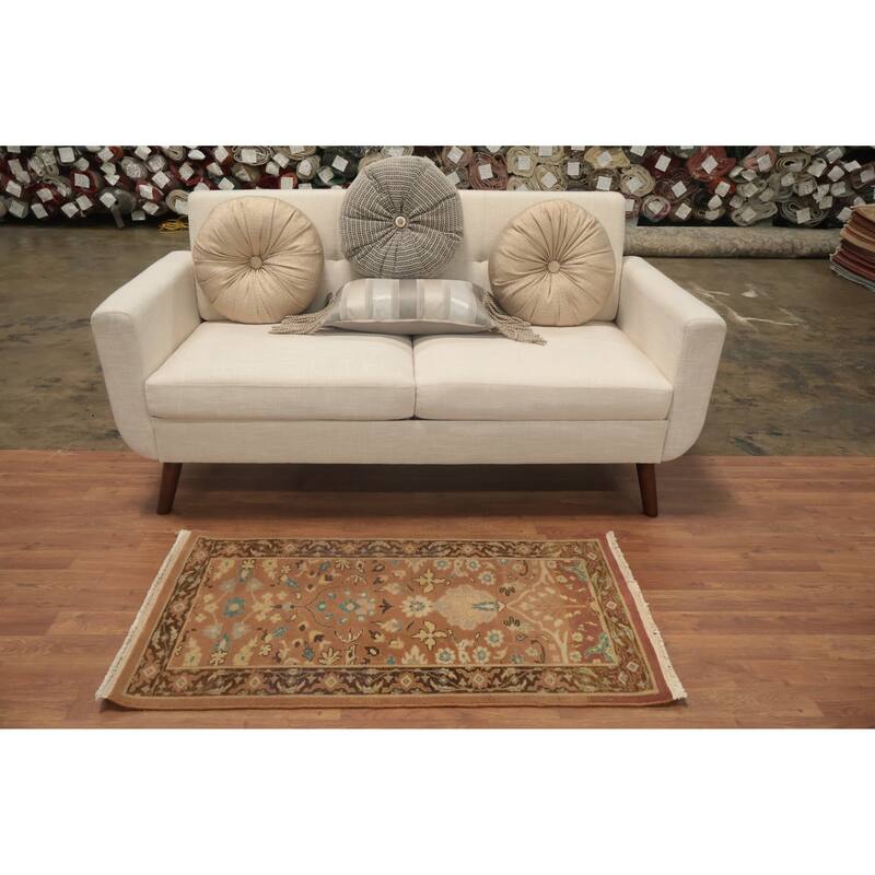 Hand Knotted Oriental 100% Wool Carpet Traditional All-Over Brown Ziegler Area Rug - 3' 10'' X 2' 1''