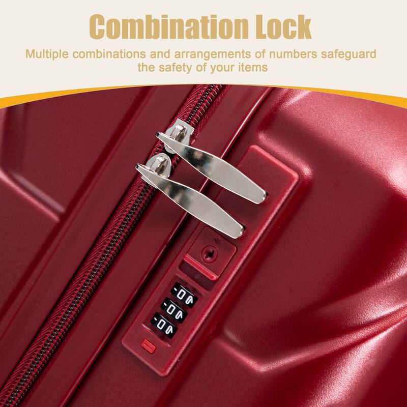20 Inch ABS Hard Shell Travel Checked Luggage, Scratch Resistant Surface Four Multi-Directional Wheels, With Combination Lock