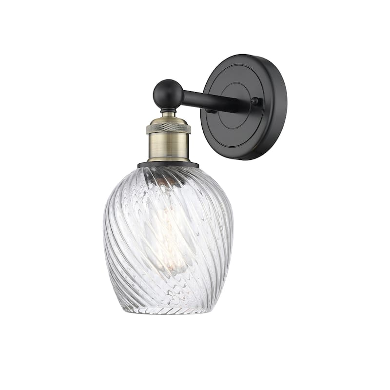 Innovations Lighting 616-1W-12-5 Salina Sconce Salina 12" Tall Wall - Black Antique Brass / Clear Spiral Fluted