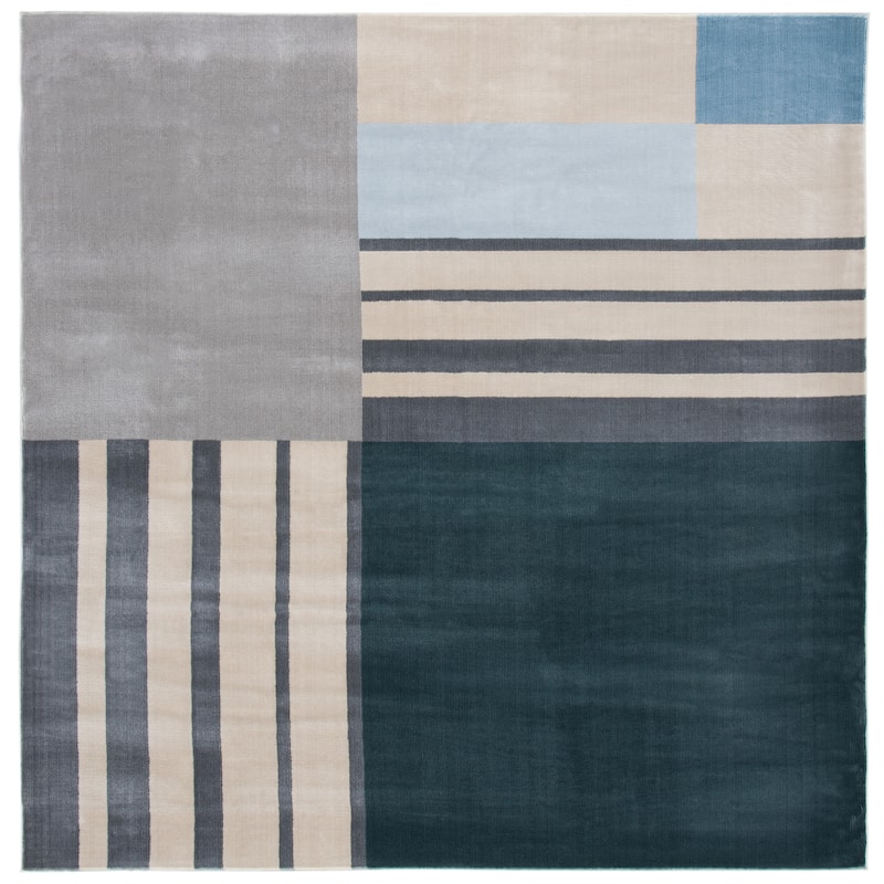 SAFAVIEH Orwell Leane Mid-Century Modern Rug - 6'7" Square - Charcoal/Beige