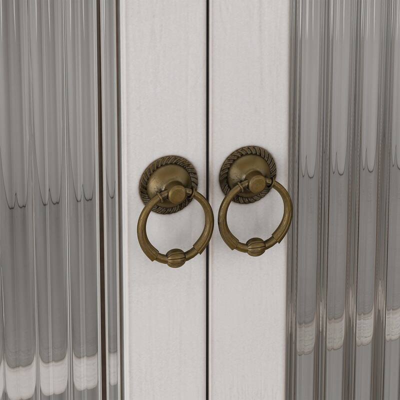 Glass Door Wall Cabinet With Three Tiers of Storage