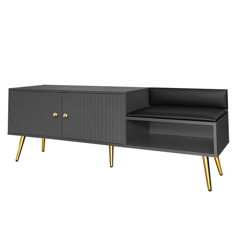 Modern Shoe Storage Bench with Hidden Storage and Upholstered Cushions for Bedside Living Room and Entryway