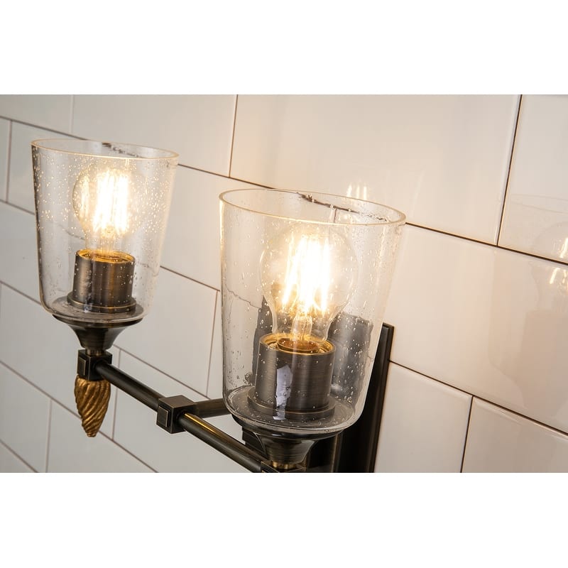 Vetiver 2-Light Dark Bronze with Gold Accents