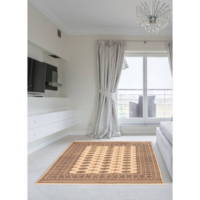 ECARPETGALLERY Hand-knotted Peshawar Bokhara Beige Wool Rug - 5'7 x 8'3