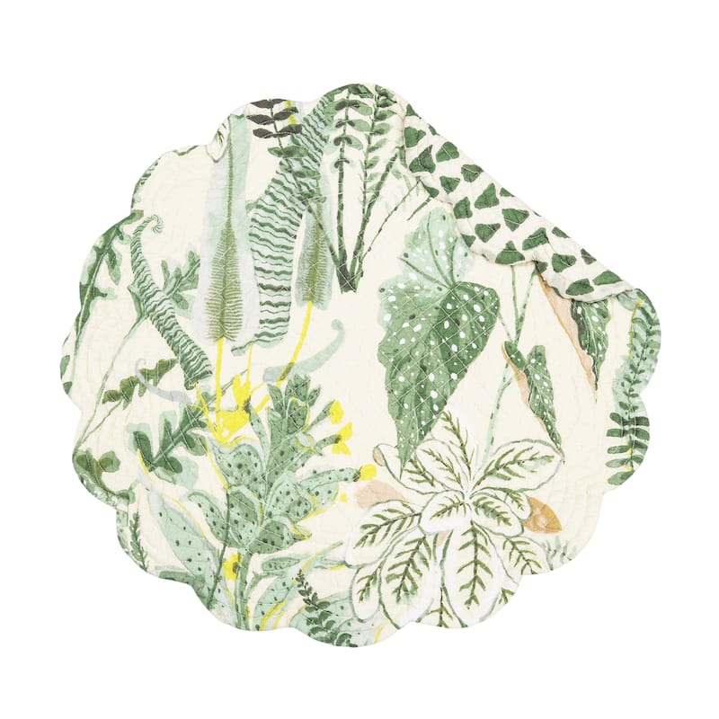 Parson Round Placemats Set of 6 All Seasons Summer Spring Botanical Greenery, 17"