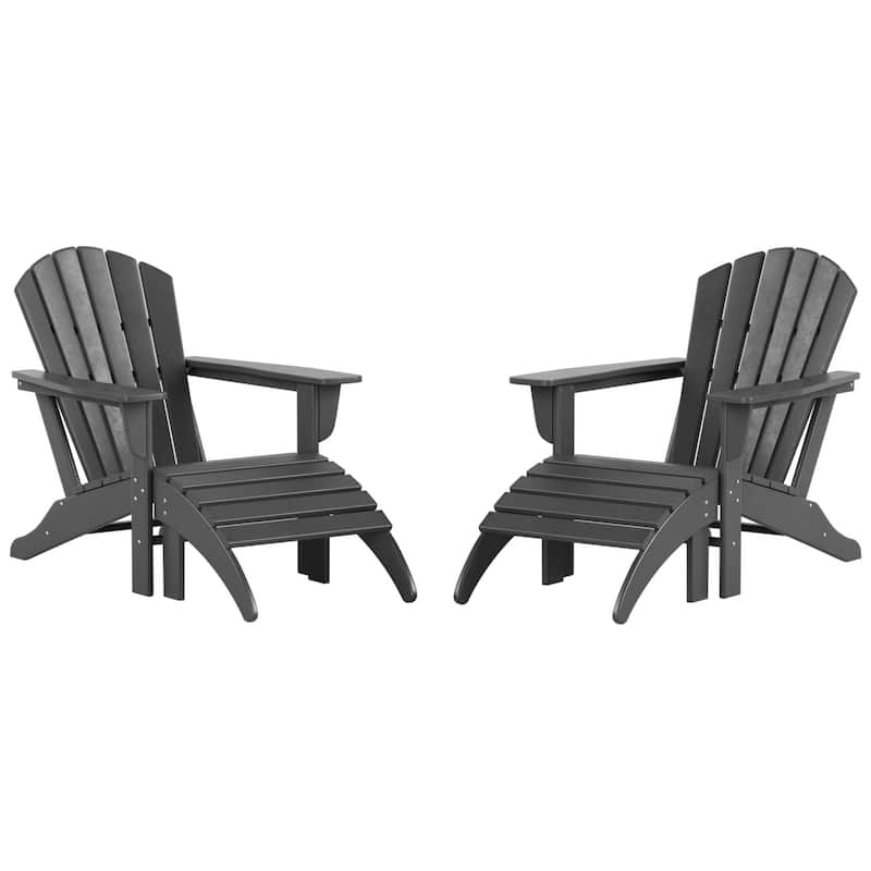 Altura Outdoor Eco-Friendly All Weather Adirondack Chairs with Ottomans (4-Piece Conversation Set)