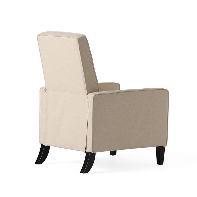 32" Linen Recliner with Retractable Footrest, Modern Accent Reading Chair, Upholstered Sofa Chair with Wood legs for Living Room