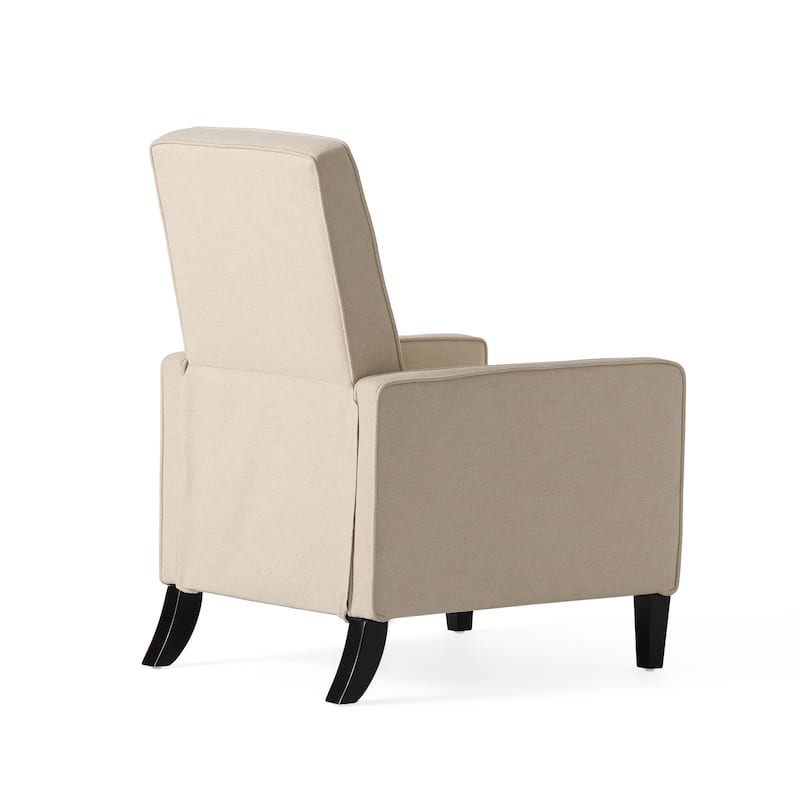 Roomfitters Minimalist Fabric Push Back Recliner Chair with Birch Legs, Beige