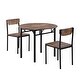 Modern Minimalist 3-Piece Drop Leaf Round Dining Table Set with 2