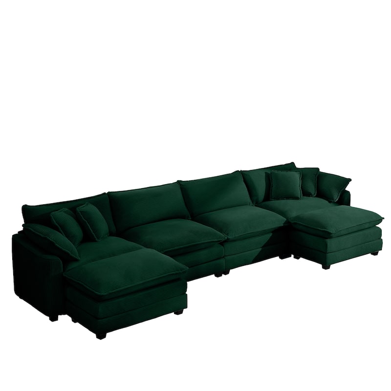 Corduroy Cloud Upholstered Modular Sectional Sofa, Free Combination