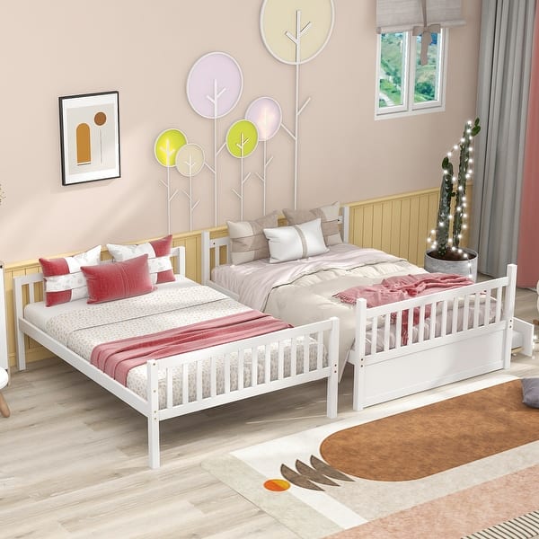 slide 2 of 18, Full Size Bunk Bed with Ladder and Safety Rails