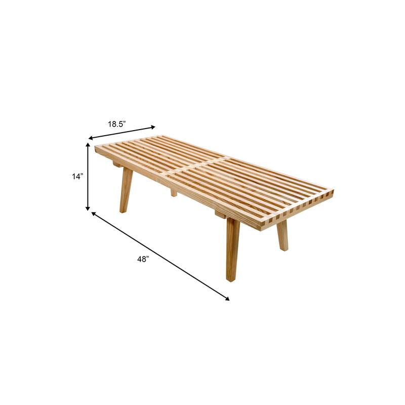Inwood Solid Wood Entryway Bench with Slatted Seat, Rubberwood Frame, Beech Legs, Indoor Shoe Rack & Storage, Stained Finish