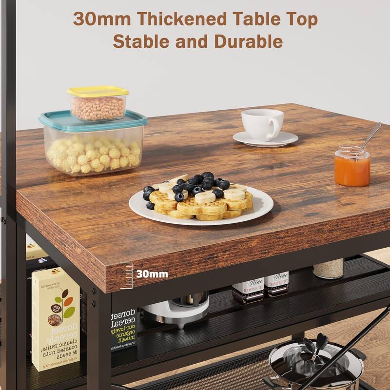 42" Kitchen Island Table Microwave Stand Oven Shelf with Storage - 42"D x 28"W x 72"H