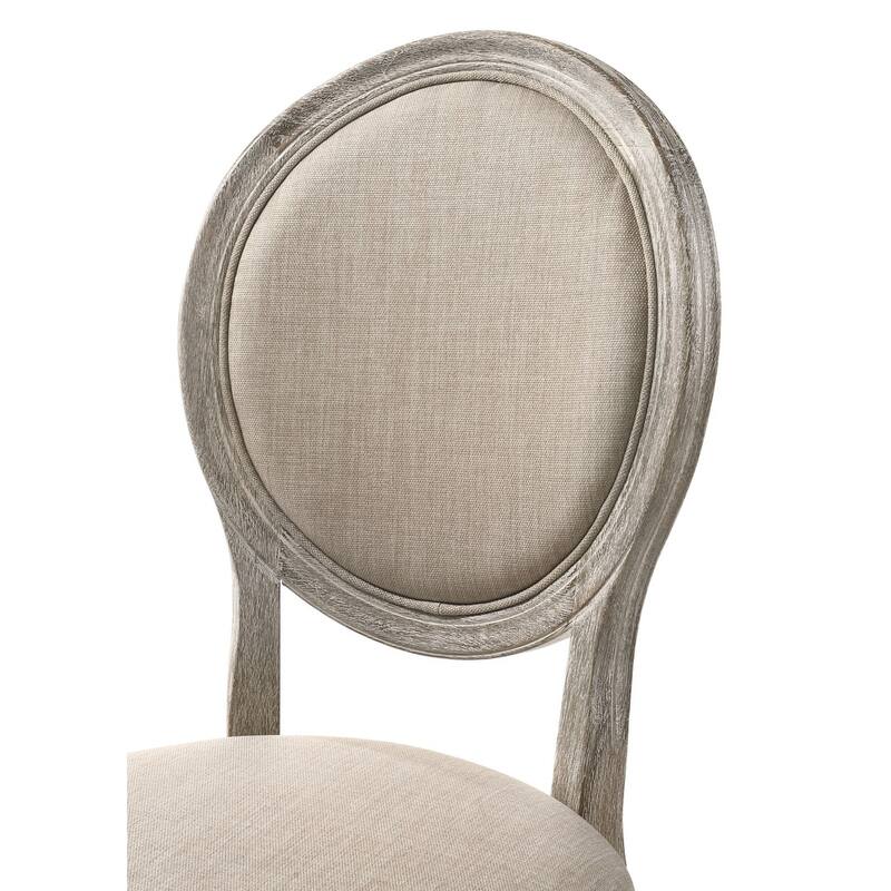 HomeRoots Set of Two Tan and Oak Upholstered Fabric King Louis Back Dining Side Chairs - 20 in. x 40 in. x 22 in.