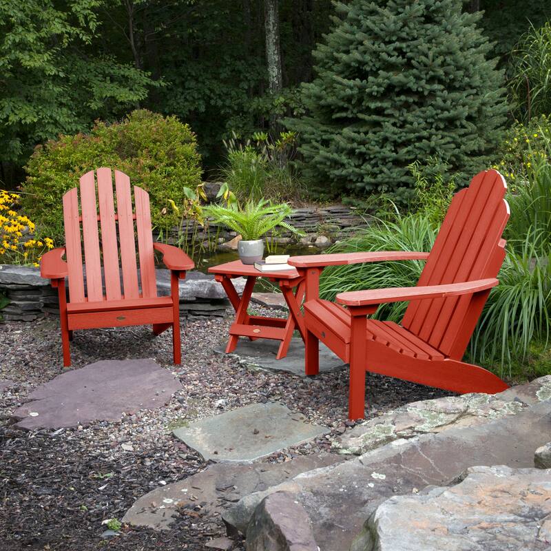 3 Piece Set Outdoor Adirondack Chairs and Folding Side Table