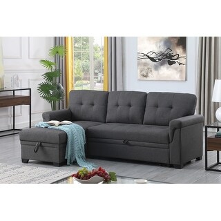Linen Reversible Sleeper Sofa Sectional Sofa with Storage Chaise - Bed ...
