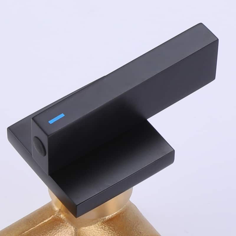 Double Handle Waterfall Wall Mounted Bathroom Faucet in Matte Black