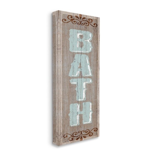 Stupell Industries Rustic Charm Bath Sign Blue Brown Family Bathroom Canvas Wall Art. Opens flyout.