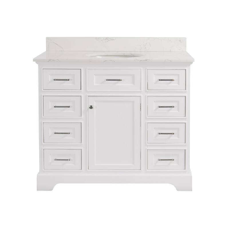 KitchenBathCollection Aria 42" Bathroom Vanity with Engineered Marble Top
