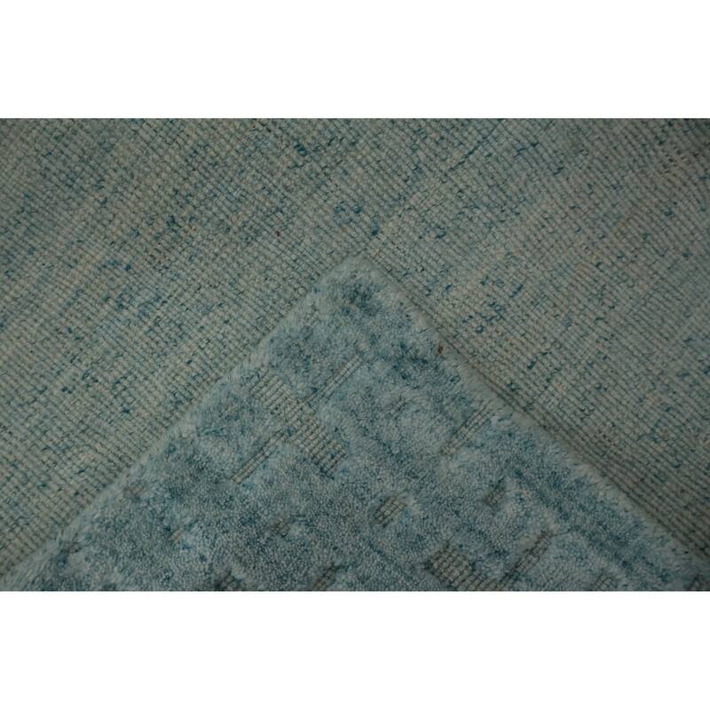 Hand Knotted Oriental Silk Carpet Modern Geometric Navy Blue & Blues Gabbeh Area Rug - 7' 4'' X 4' 11''