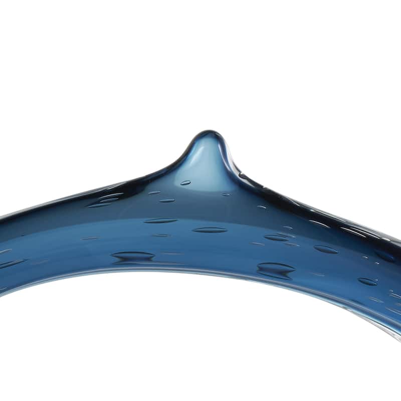 Glass Abstract Ombre Cutout Oval Decorative Sculpture with Bubble Texturing - Dark Blue or Copper - Roche River Decor