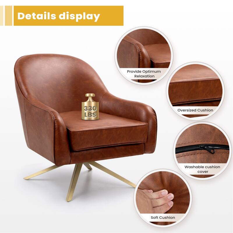 28.4'' W Faux Leather Swivel Accent Sofa Armchair