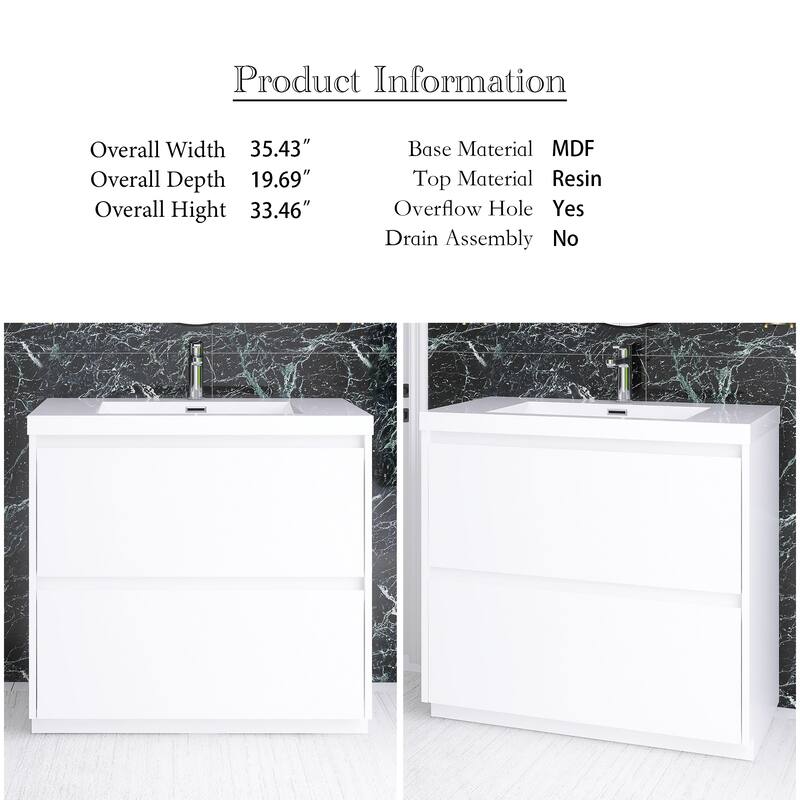 Floating Bathroom Vanity with Integrated Resin Top