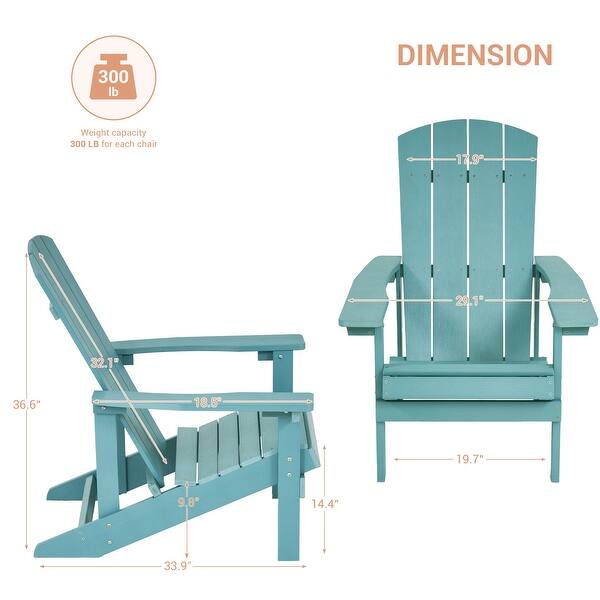 dimension image slide 6 of 18, BONOSUKI Patio Adirondack Chair w/Cupholder,Weather Resistant-Set of 4