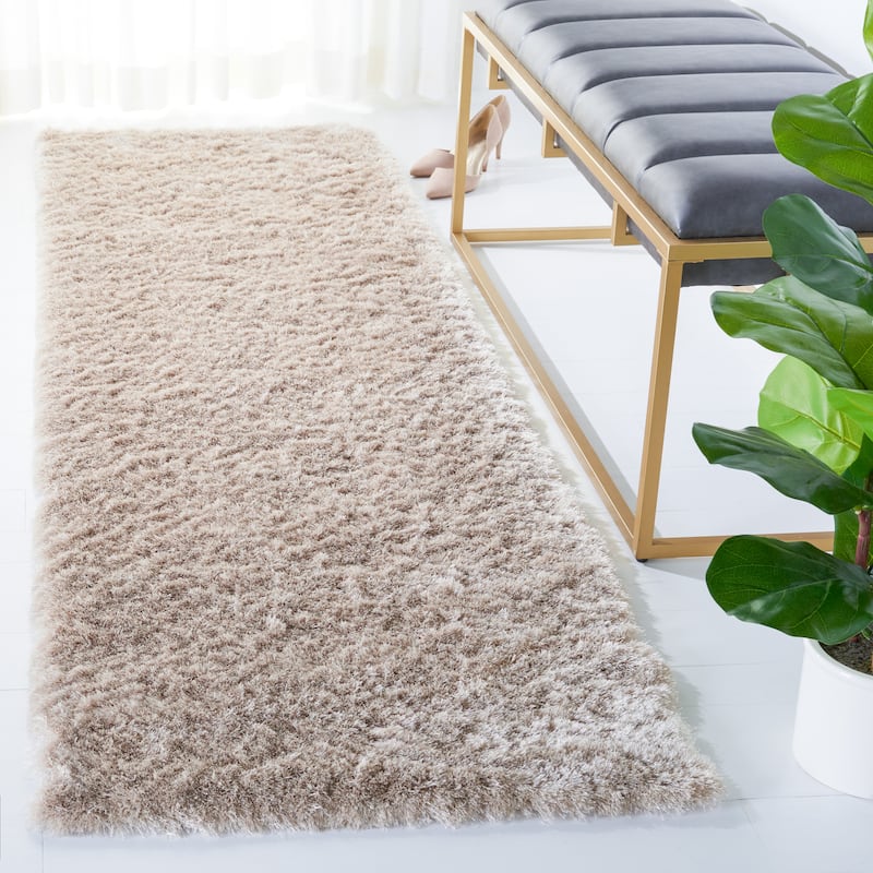 SAFAVIEH Handmade Shag Brooklyn Shag 2-inch Thick Rug - 2'3" x 8' Runner - Dark Beig