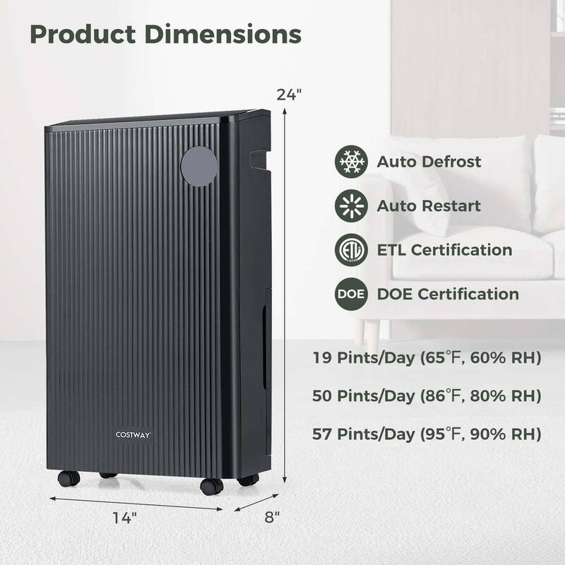 Costway 4500 Sq. Ft Dehumidifier for Basement with 4 Modes 3-Color - See Details