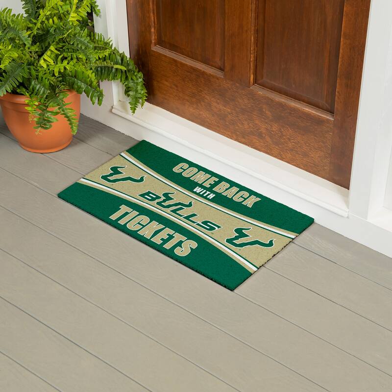 University of South Florida 28 in. x 16 in. PVC "Come Back With Tickets" Trapper Door Mat