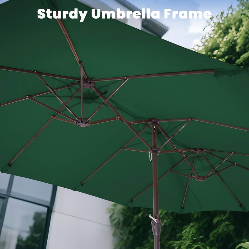 15ft Steel Navy No Tilt Market Patio Umbrella without Base