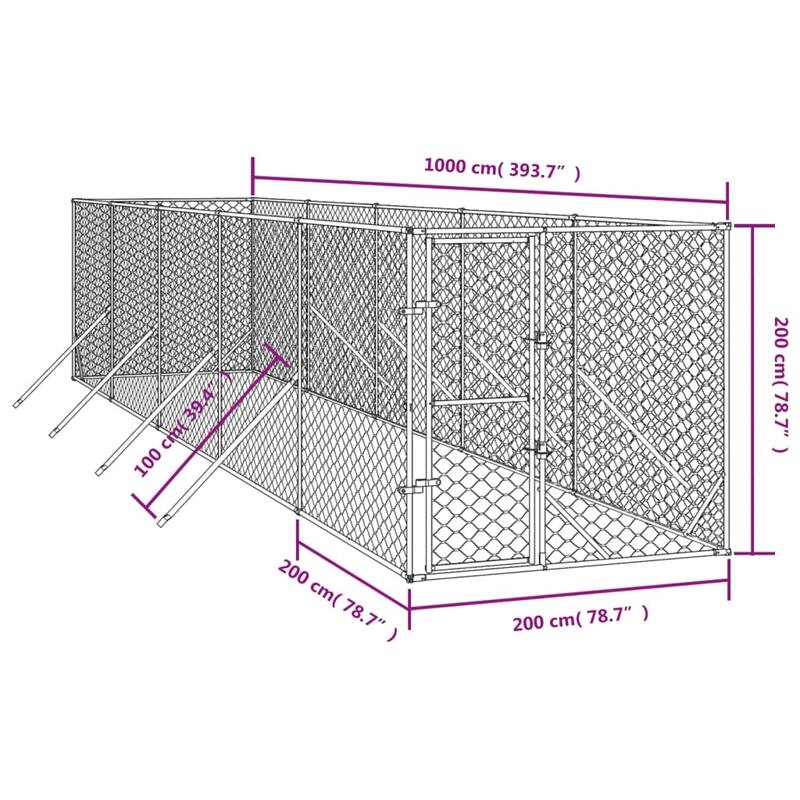vidaXL Outdoor Dog Kennel Silver Multi-Size Galvanized Steel