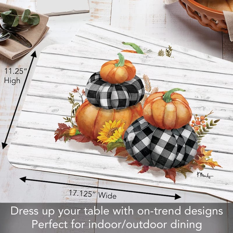 CounterArt Rustic Fall Reversible Easy Care Flexible Plastic Placemat 4 Pack Made in The USA