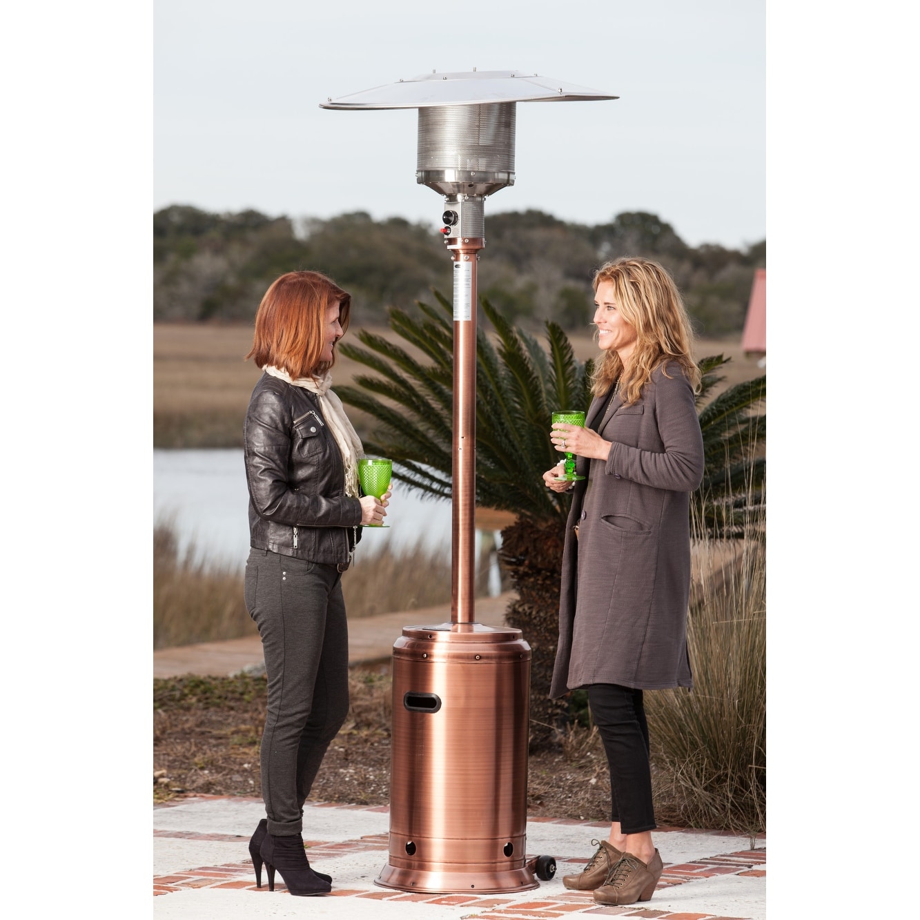 Table Top Patio Heater Fire Sense Hammer Tone Bronze Fire Sense