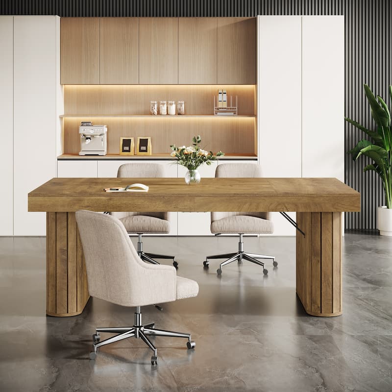 70.9" Conference Table, Farmhouse Wood Meeting Table for 6 People, Rustic Seminar Table for Conference Room - N/A