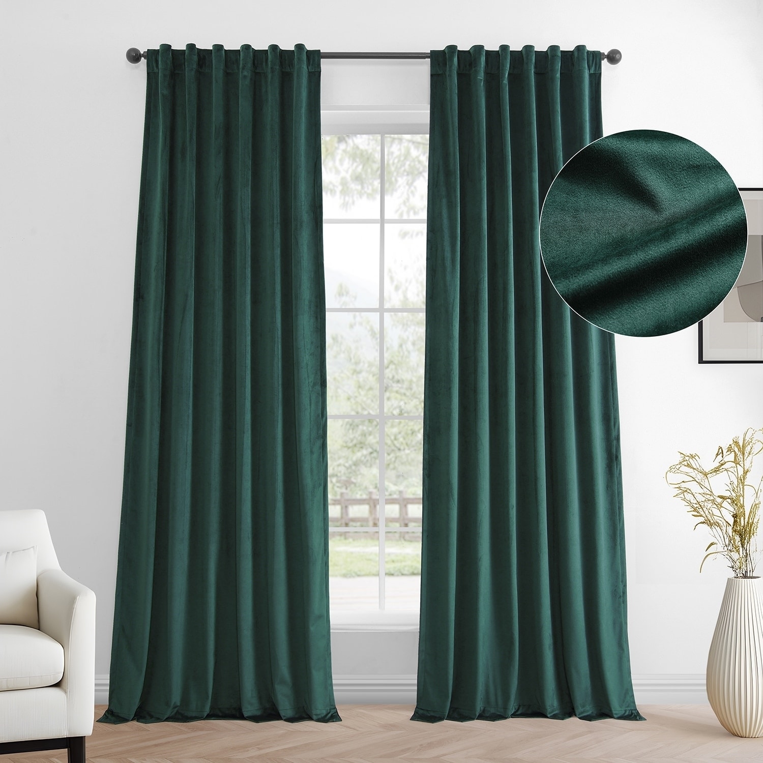 Exclusive Fabrics Simply Velvet Room Darkening Curtains 2 Panels Set - Velvet Window Curtains for Living Room & Bedroom