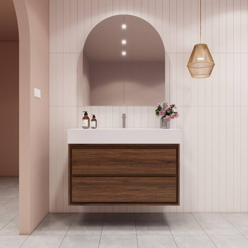 Victoria 42" Wall Mounted Modern Vanity with Acrylic Sink