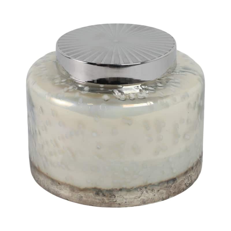 Decorative Glass Jar Candle with Metal Speckled Lid - 7" x 7" x 6" - Clear/ Frost